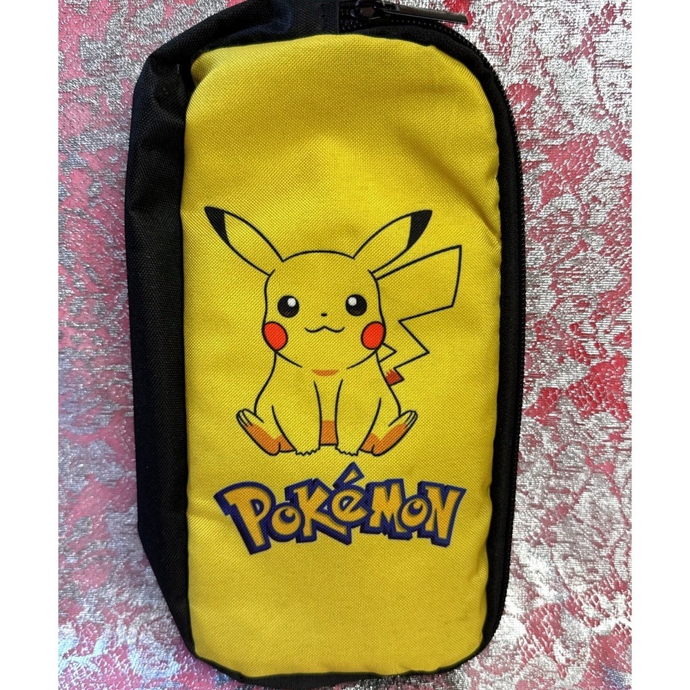 Pokemon Pikachu Yellow Black Zipper Pouch Pencil Case Bag 5x9"